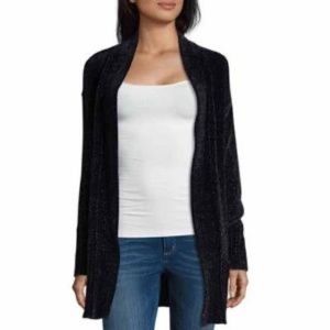 Navy Blue Soft Chenille Cardigan Sweater